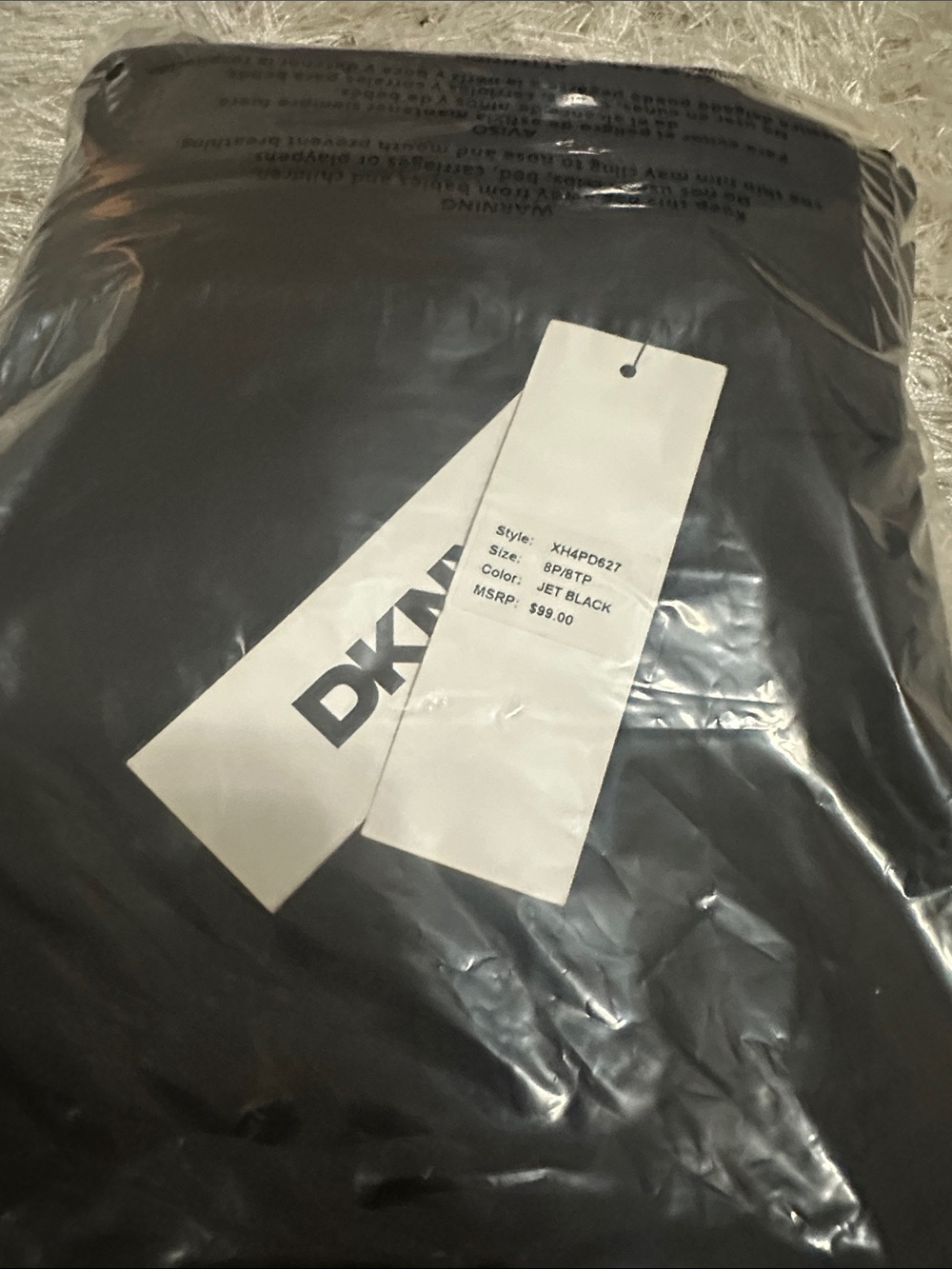 DKNY Jet Black Packaged Top with Tags